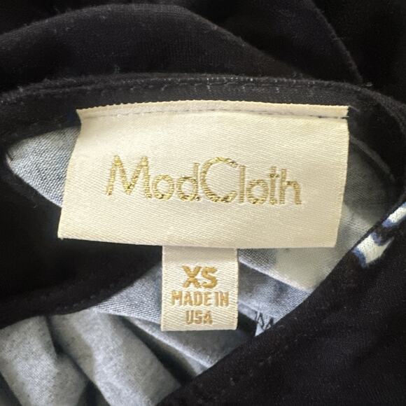 MODCLOTH Dress Womens XS Black Bird Dog Print Fit Flare Party Jersey Stretch - Picture 5 of 10